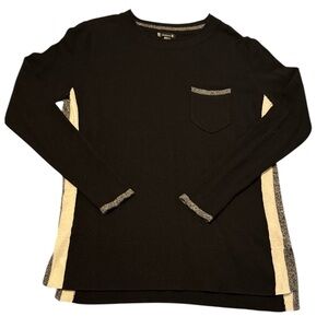 Smartwool Merino Wool Blend Black Long Sleeve Sweater Side Stripe Pocket Medium